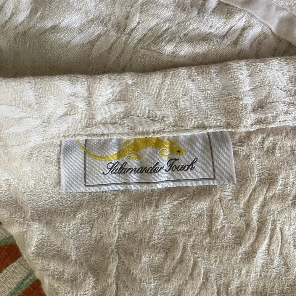 Salamander Touch Coverlet Full Ivory 96x82 Cotton Made Italy